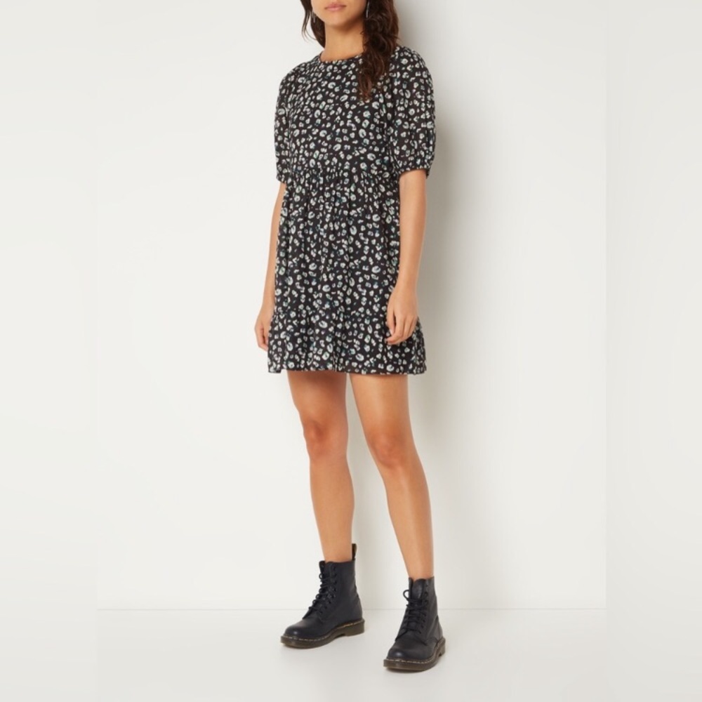 ba&sh Beth Black Floral Printed Dress Size 2
